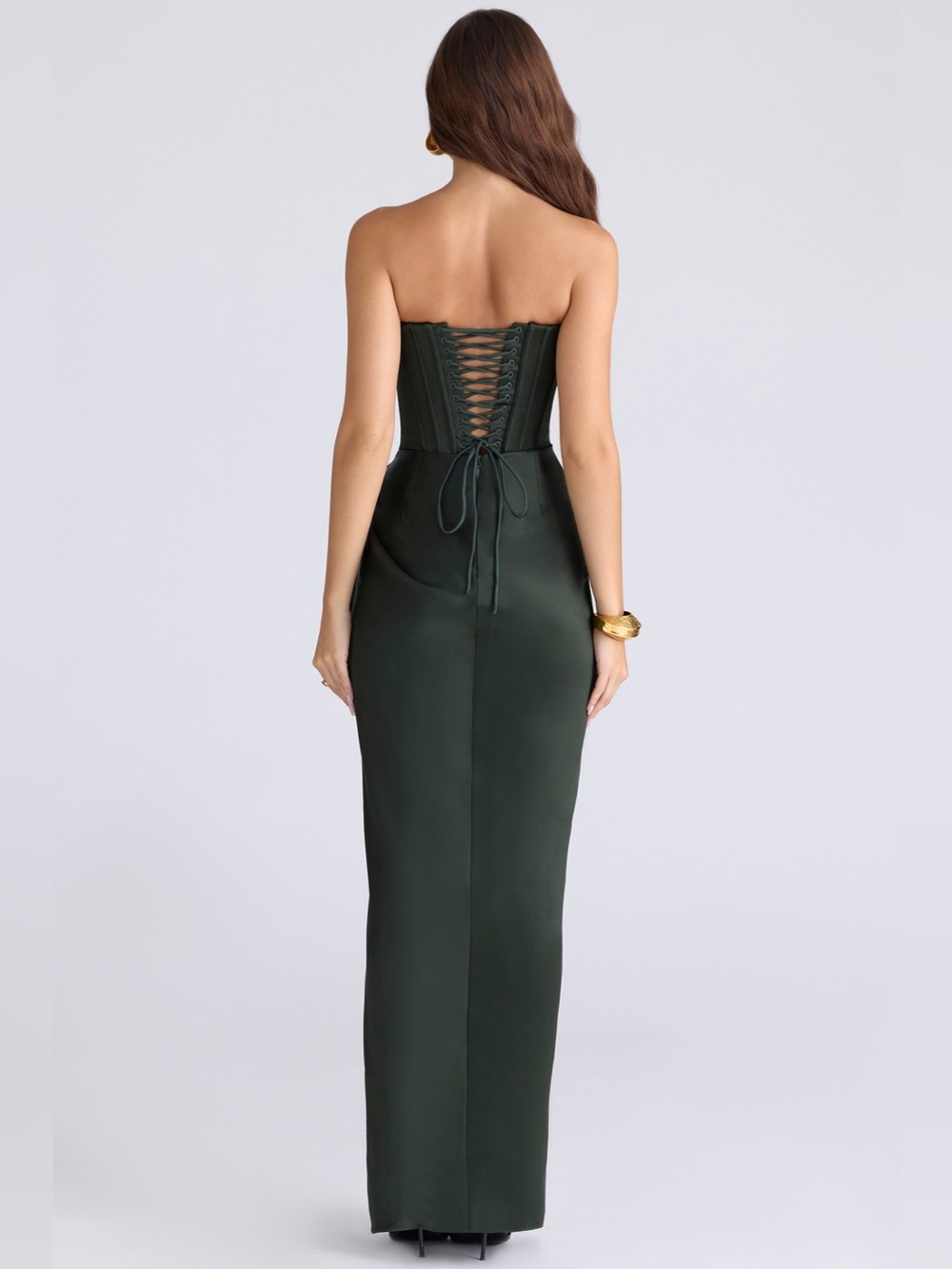 House of CB Carelle Strapless Corset Satin Dress | Lace-Up Back Size M NWOT - Picture 15 of 17